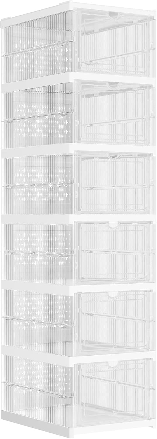Detalle de SONGMICS DENNYS Collection LSP205W01 6-Tier Foldable Shoe Cabinet, Clear Doors