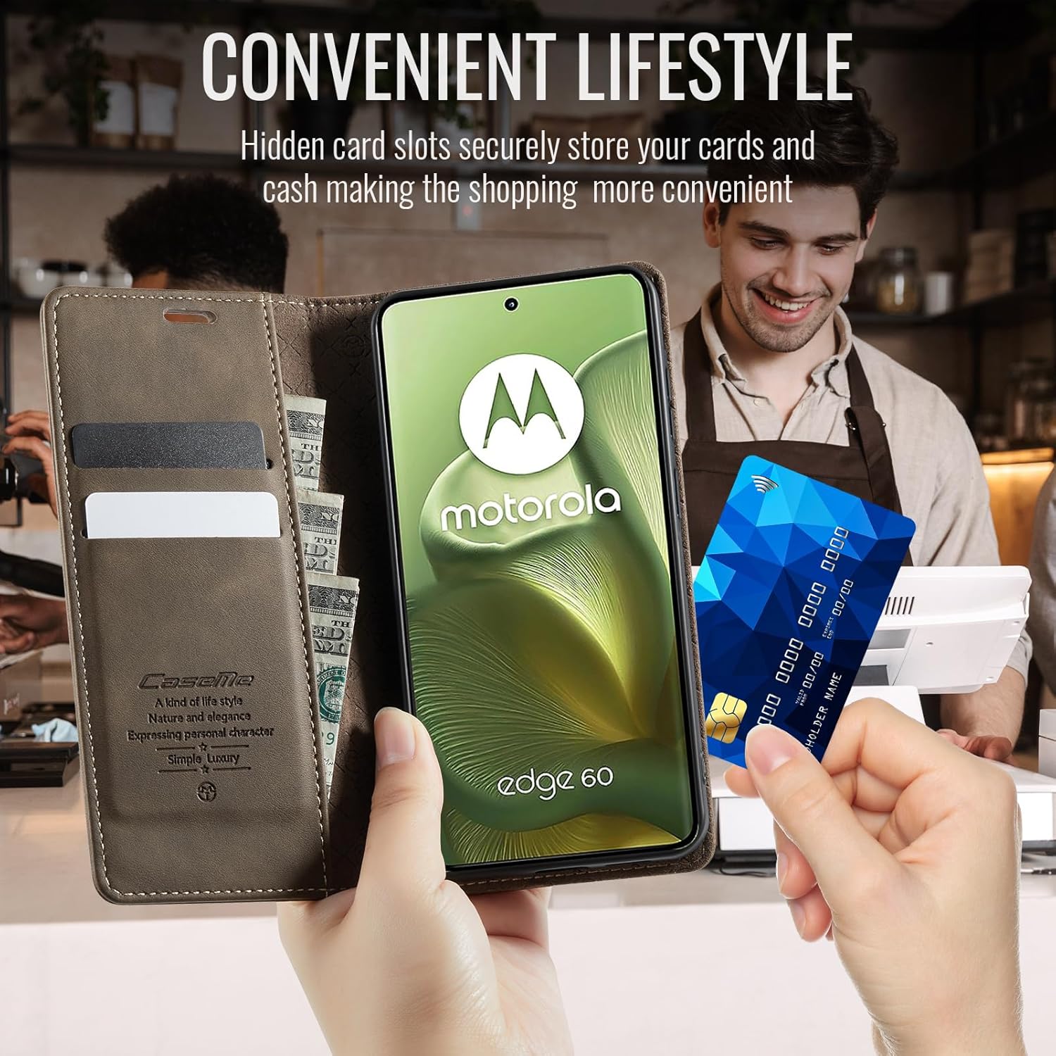 Detalle de Cracedily Handyhülle für Motorola Edge 60 Fusion / Edge 60 – Premium Klapphülle mit RFID-Schutz