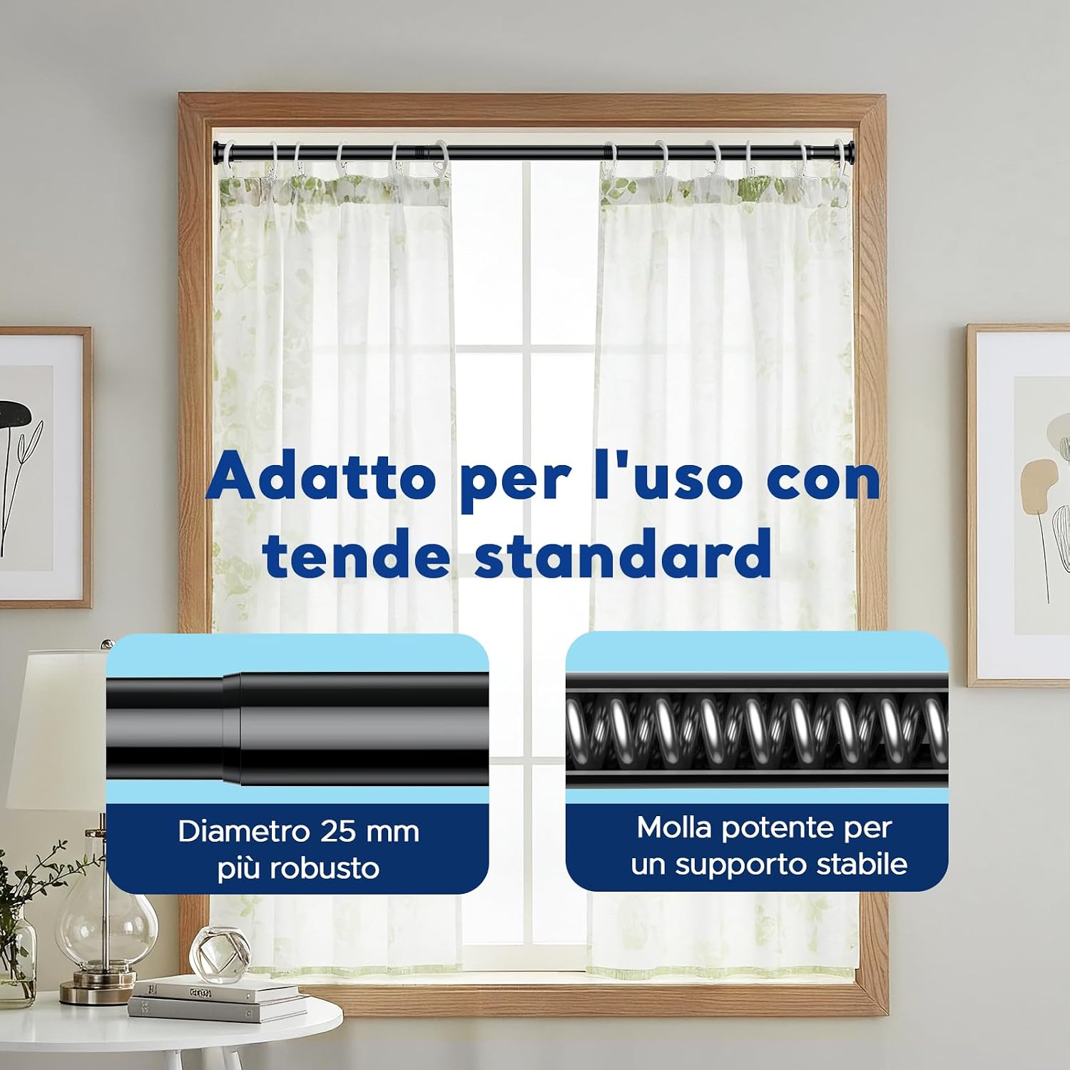 Detalle 2 de BSYXLSX Bastone a pressione per tende nero 71–155 cm, Ø 25 mm