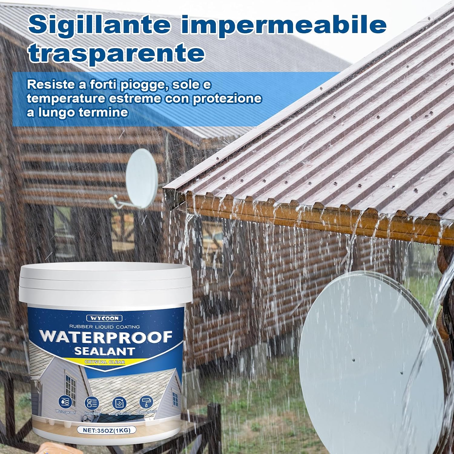 Thumbnail 4 de Sigillante impermeabile liquido trasparente 1 kg (invisibile) a base acqua per interni ed esterni
