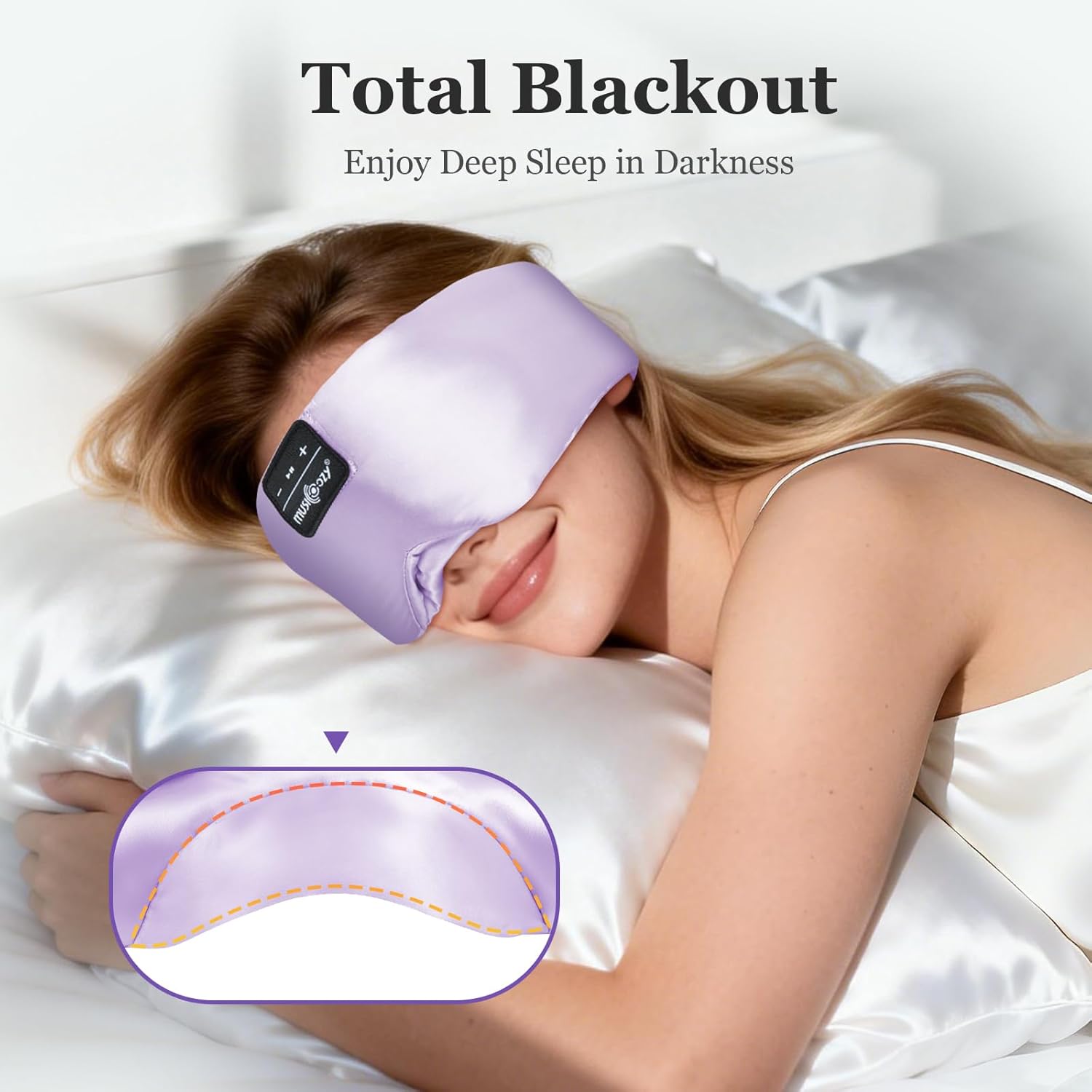 Thumbnail 3 de MUSICOZY Sleep Mask Headphones (3D Silk Bluetooth sleep mask) for side sleepers