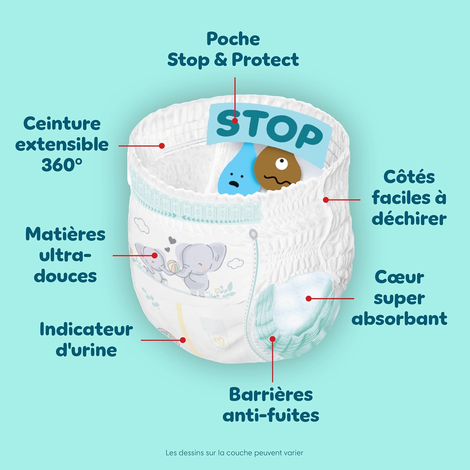 Detalle de Pampers Premium Protection Pants Taille 5 – 164 couches/culottes (11–17 kg) avec maintien 360° et barrières anti-fuites douces