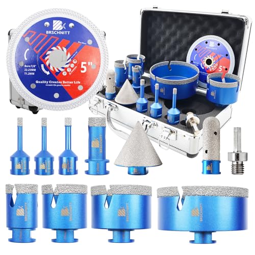 Detalle de Diamond Core Drill Bit Set by BRSCHNITT: Tile Hole Cutter Kit with M14 Thread and Diamond Blade