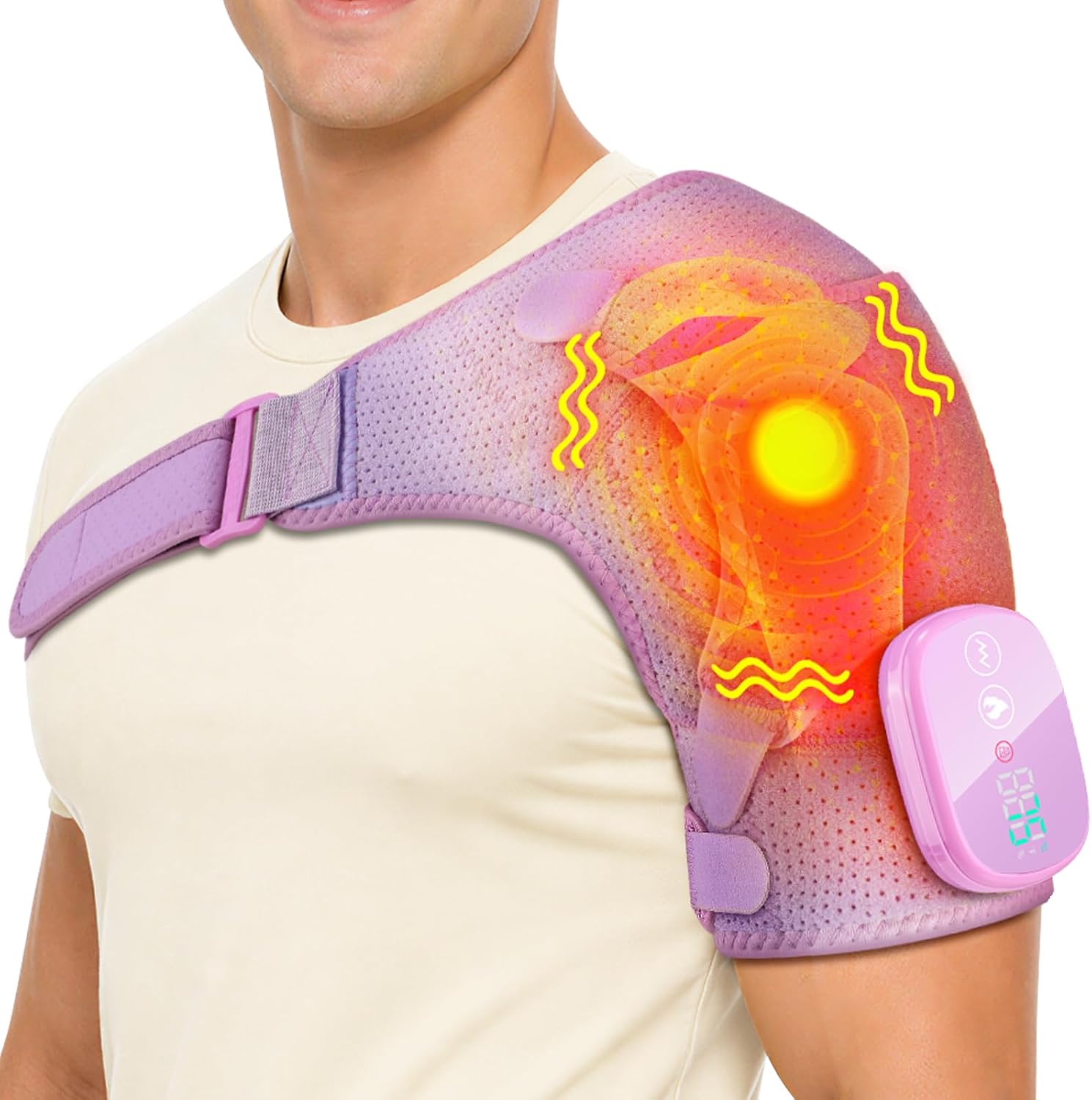 Detalle de DREAMSOME Cordless Shoulder Heating Pad with Vibration, 5000mAh Battery