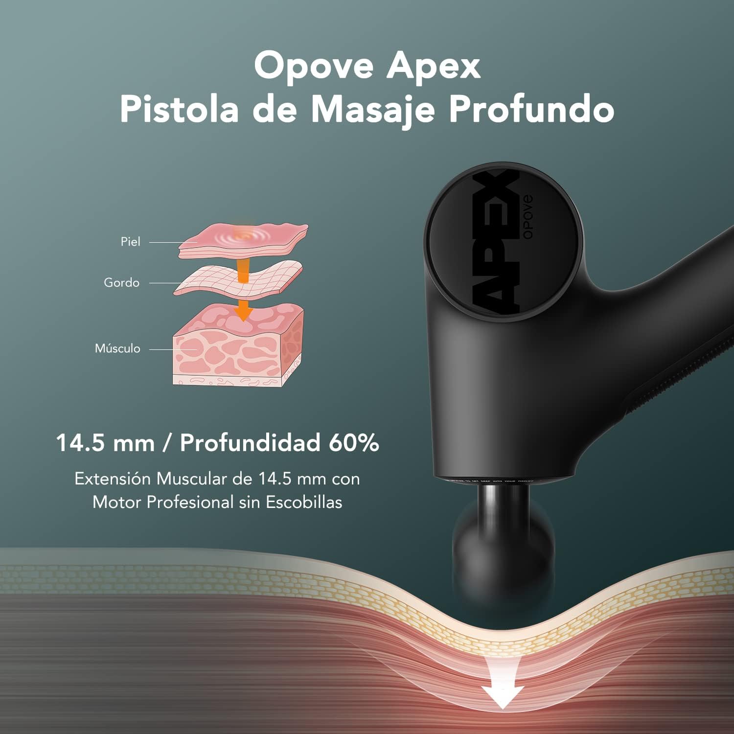 Detalle 2 de Opove Apex Pistola de masaje 14,5 mm