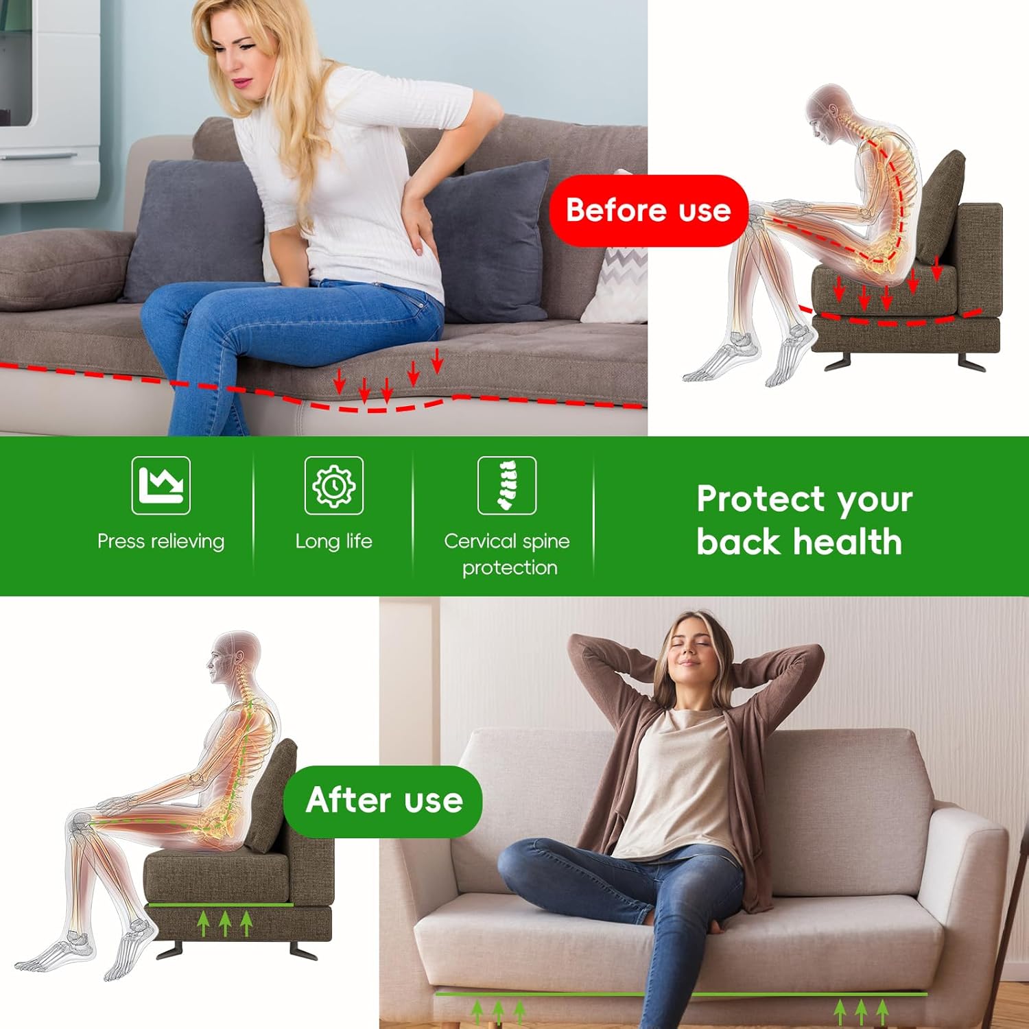 Thumbnail 5 de VERONLY Couch Cushion Support for Sagging Seat (60x170CM) – Wooden Sofa Strengthener Boards for 3-Seater