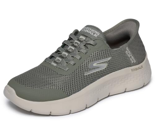 Detalle de Skechers Donna Go Walk Flex Grand Entry Trainers – Olive Textile/Trim (EU 37)