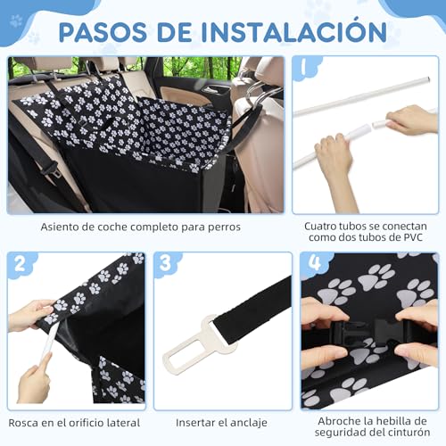 Detalle 2 de Asiento Coche para Perro Wimypet 68x57x33 cm – Impermeable y con Cinturón de Seguridad