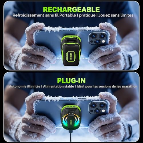 Detalle 2 de KOOVIVA Refroidisseur de téléphone Portable pour Jeux – Batterie magnétique et refroidissement rapide