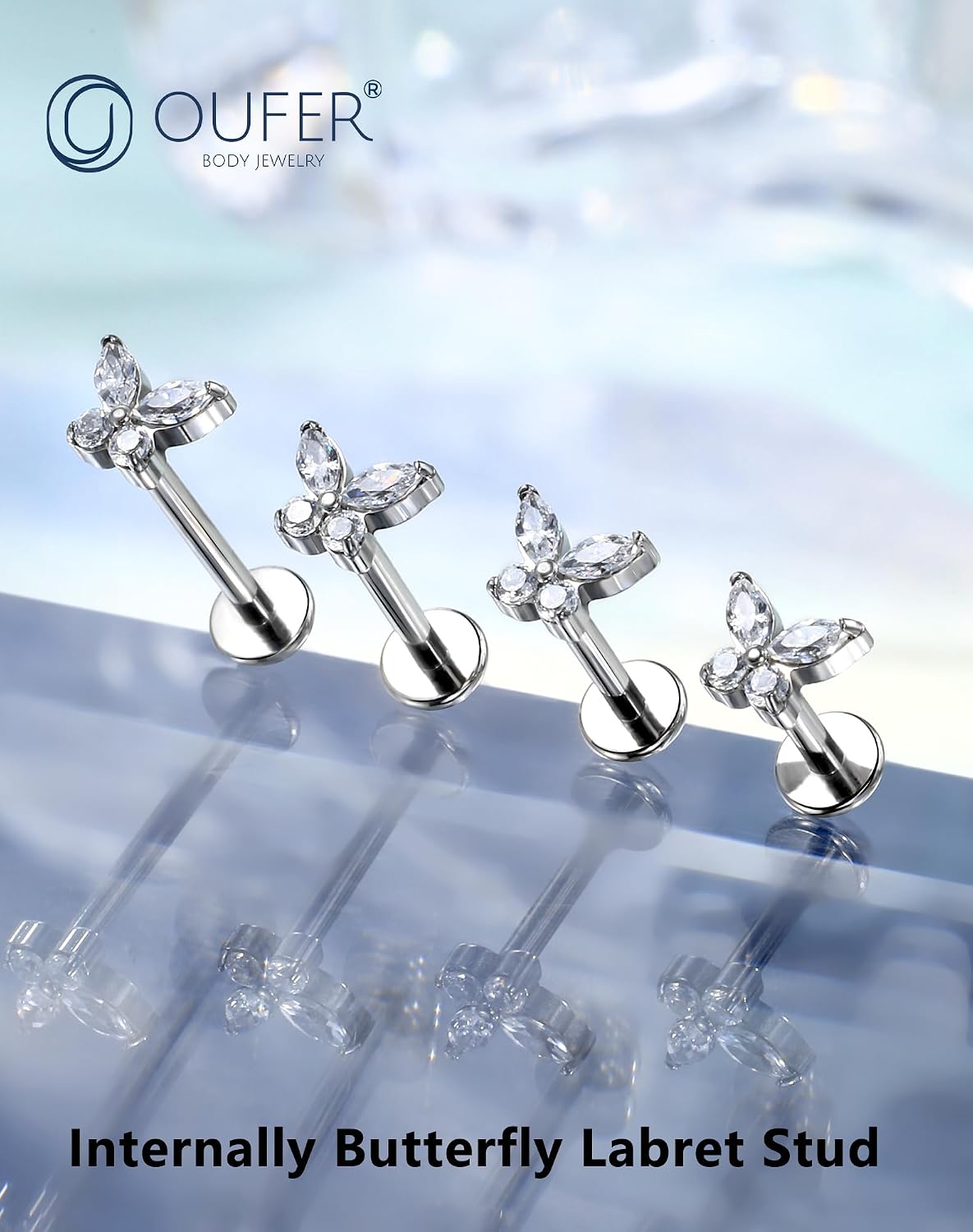 Detalle 2 de OUFER piercing lèvres 16G Acier 316L avec filetage interne