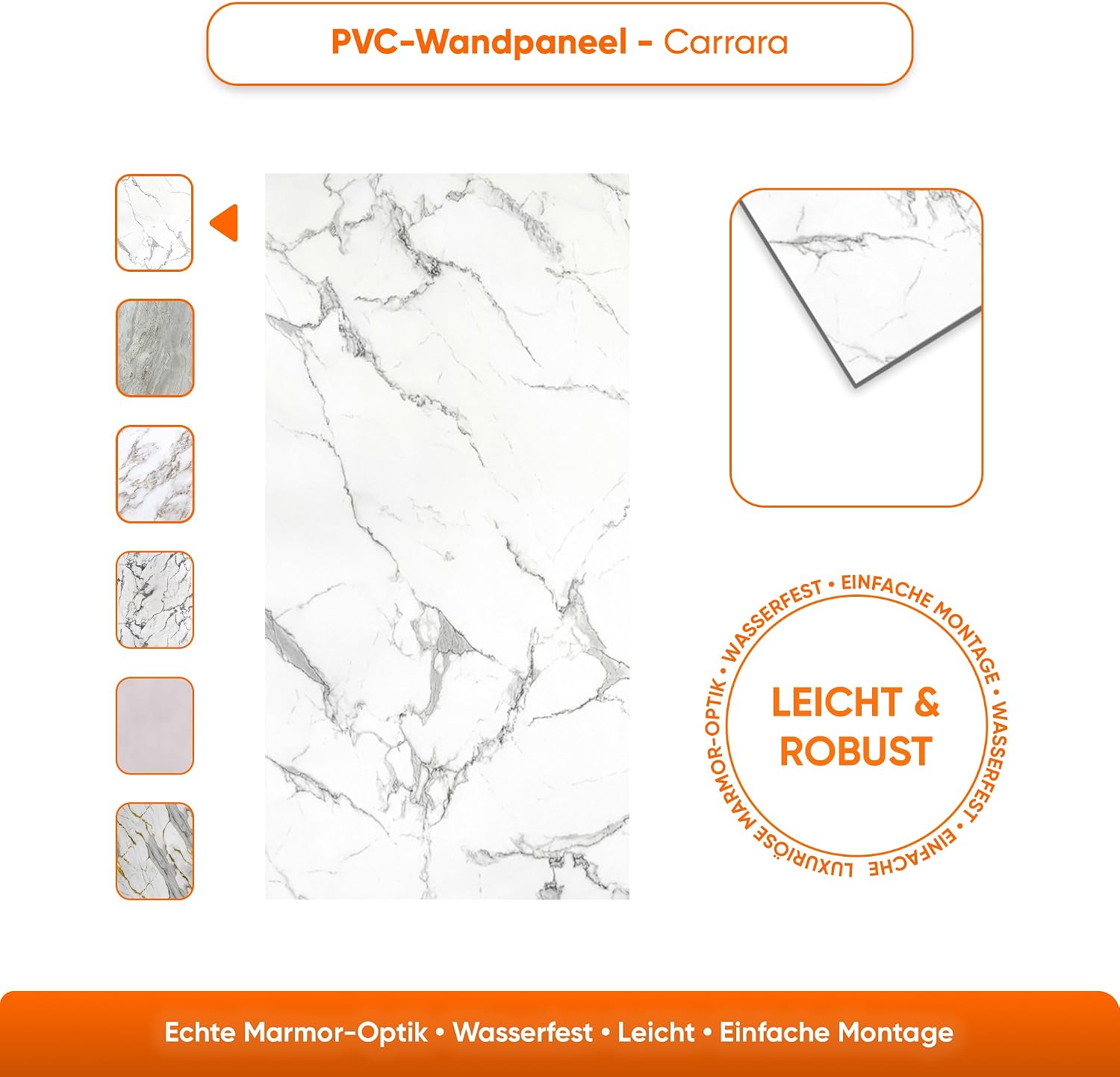 Thumbnail 6 de IZODEKOR Wandpaneele in Marmoroptik (60 x 120 cm) – PVC-Wandverkleidung für Küche & Bad