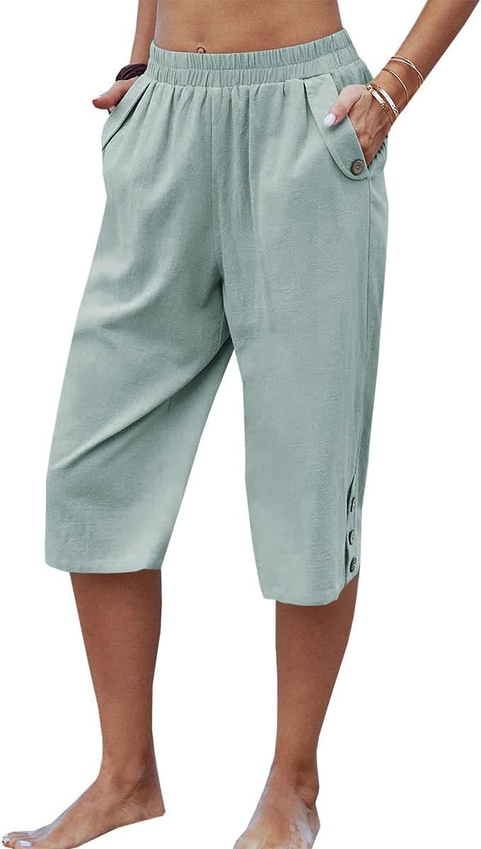 Thumbnail 2 de Veatzaer Women’s Elastic Waist 3/4 Capri Harem Pants with Pockets (S–XXL)