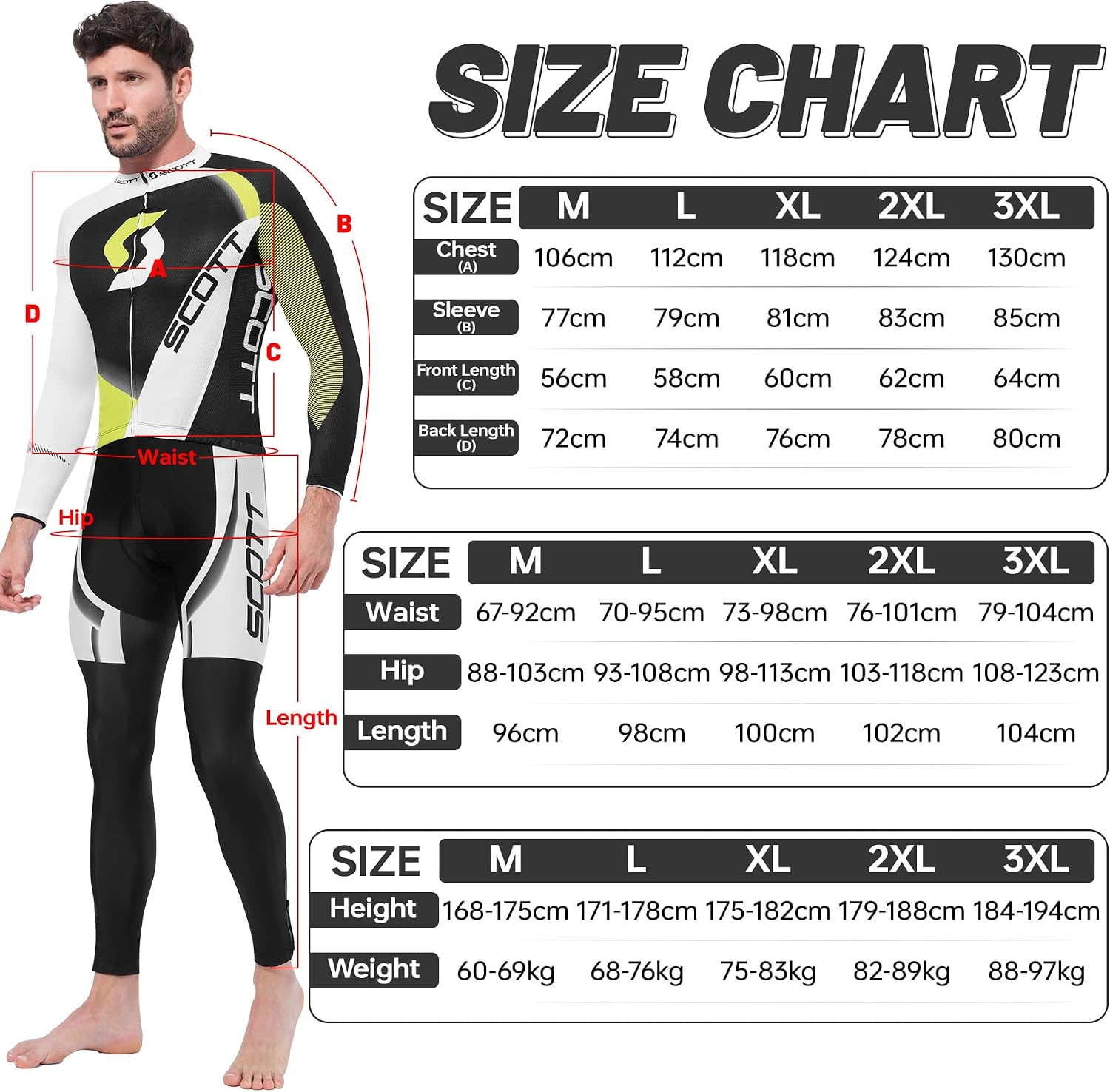 Detalle de Tedila Langarm-Radtrikot Herren Set mit 5D gepolsterten Trägerhosen für Rennrad – Frühling/Herbst