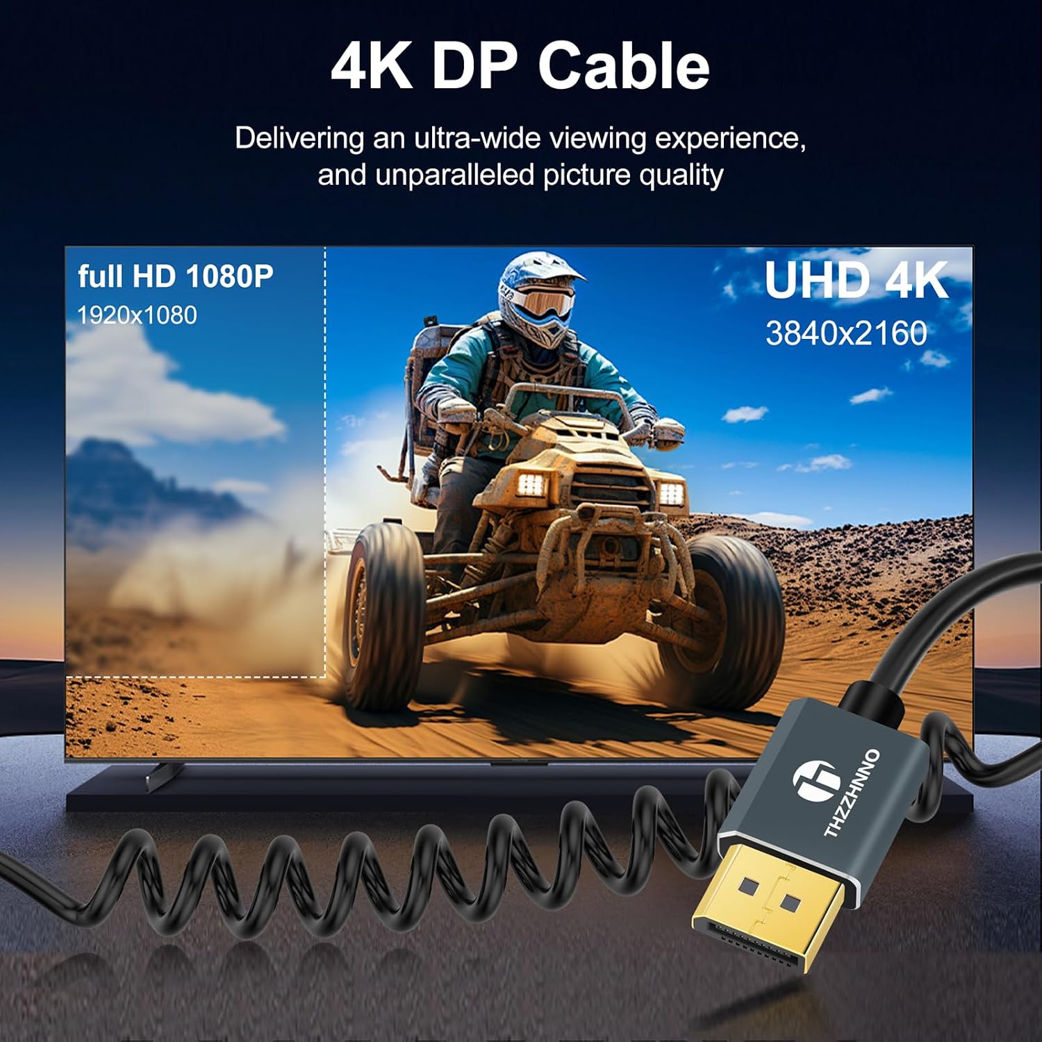 Detalle 2 de Thzzhnno DisplayPort Spiralkabel 1M 4K
