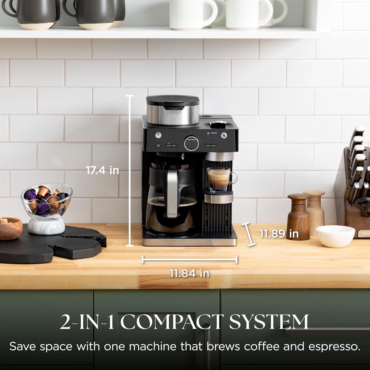 Detalle 1 de Ninja CFN601C Espresso & Coffee System with 19-Bar Pressure, Frother and 12-Cup Carafe