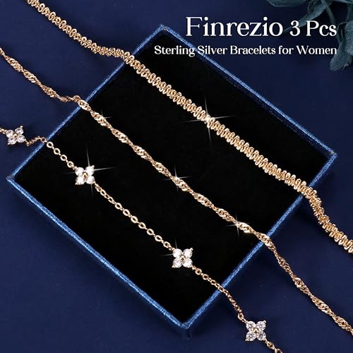 Thumbnail 3 de Finrezio 3 Pcs Gold Bracelet Set for Women – Layered Stackable Jewellery