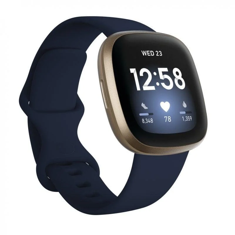 Detalle de Fitbit Versa 3 Smartwatch Azul Medianoche/Aluminio Dorado