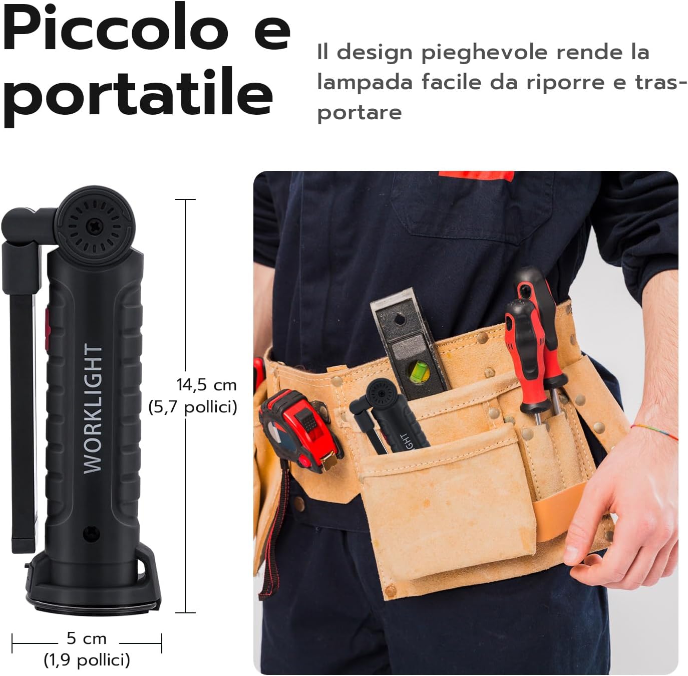 Thumbnail 6 de Tolesum torcia LED ricaricabile Type-C con magnete e testa 360° (5 modalità)