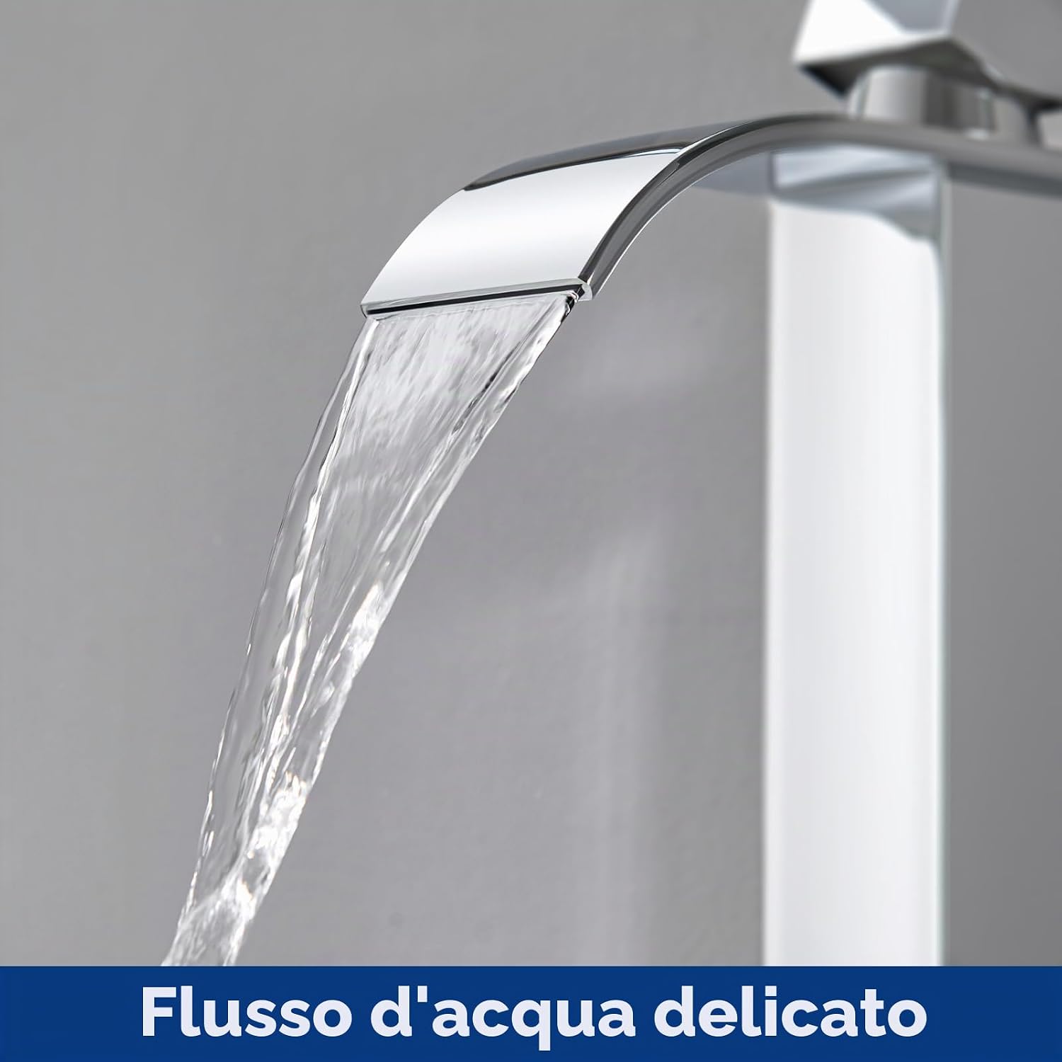 Thumbnail 3 de CECIPA Rubinetto lavabo a cascata alto, cromo, 245 mm di altezza – miscelatore in ottone e acciaio inox