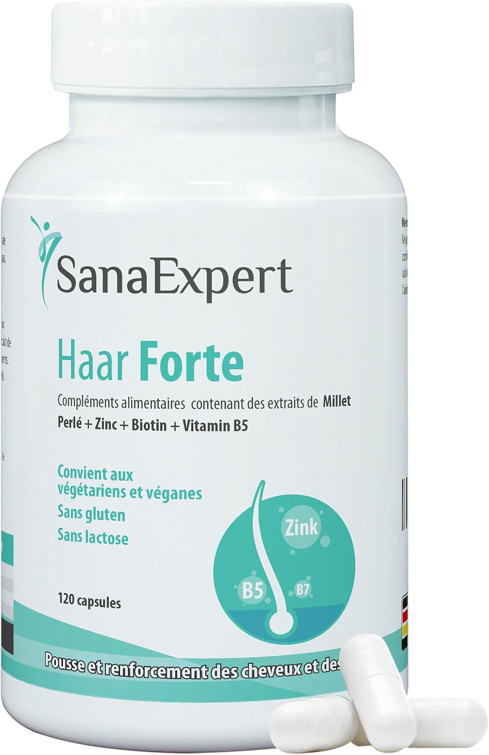 Detalle de SanaExpert Haar Forte 120 capsules véganes