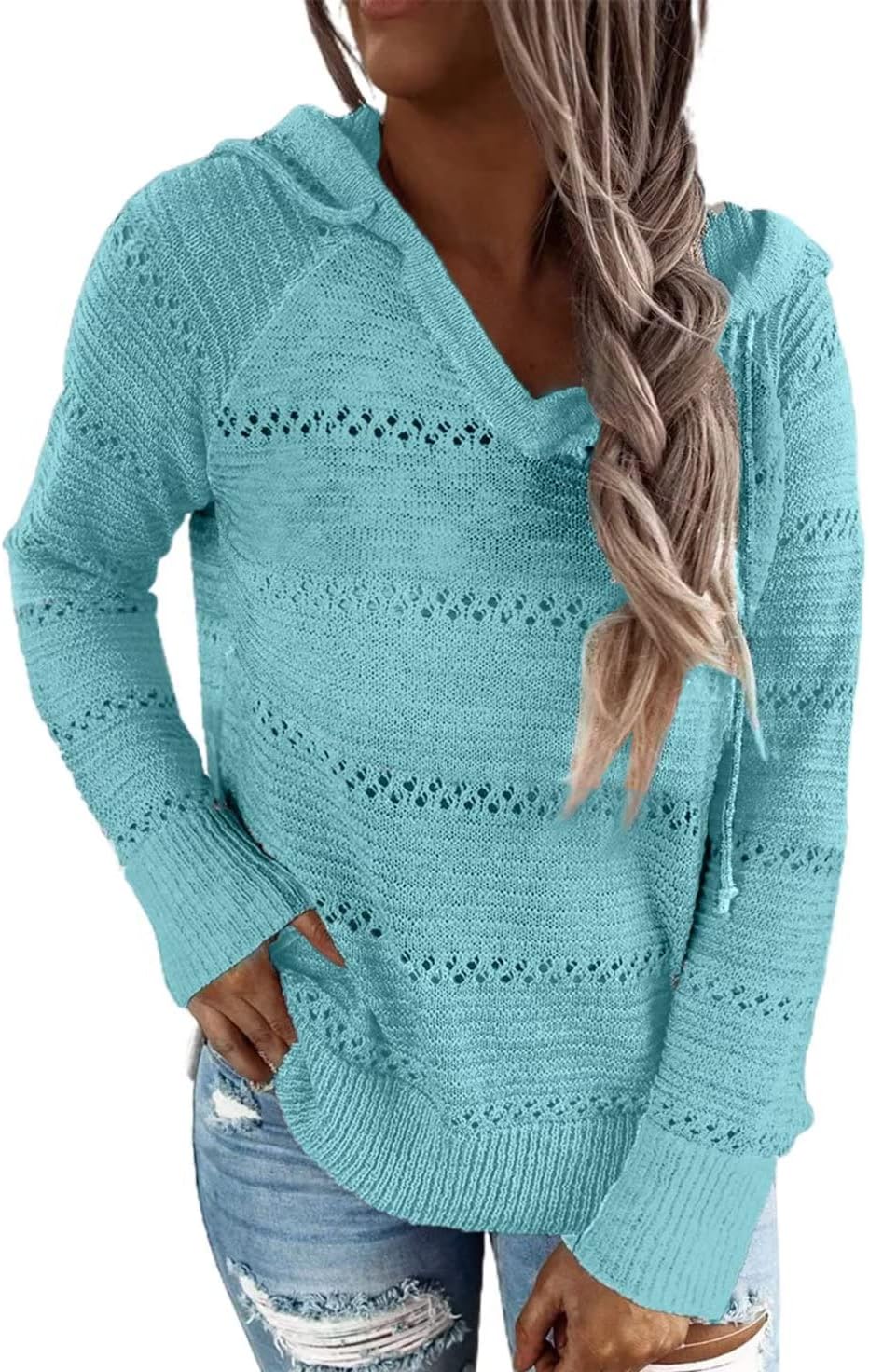 Detalle de BLENCOT Women's Knit Hoodie Sweater