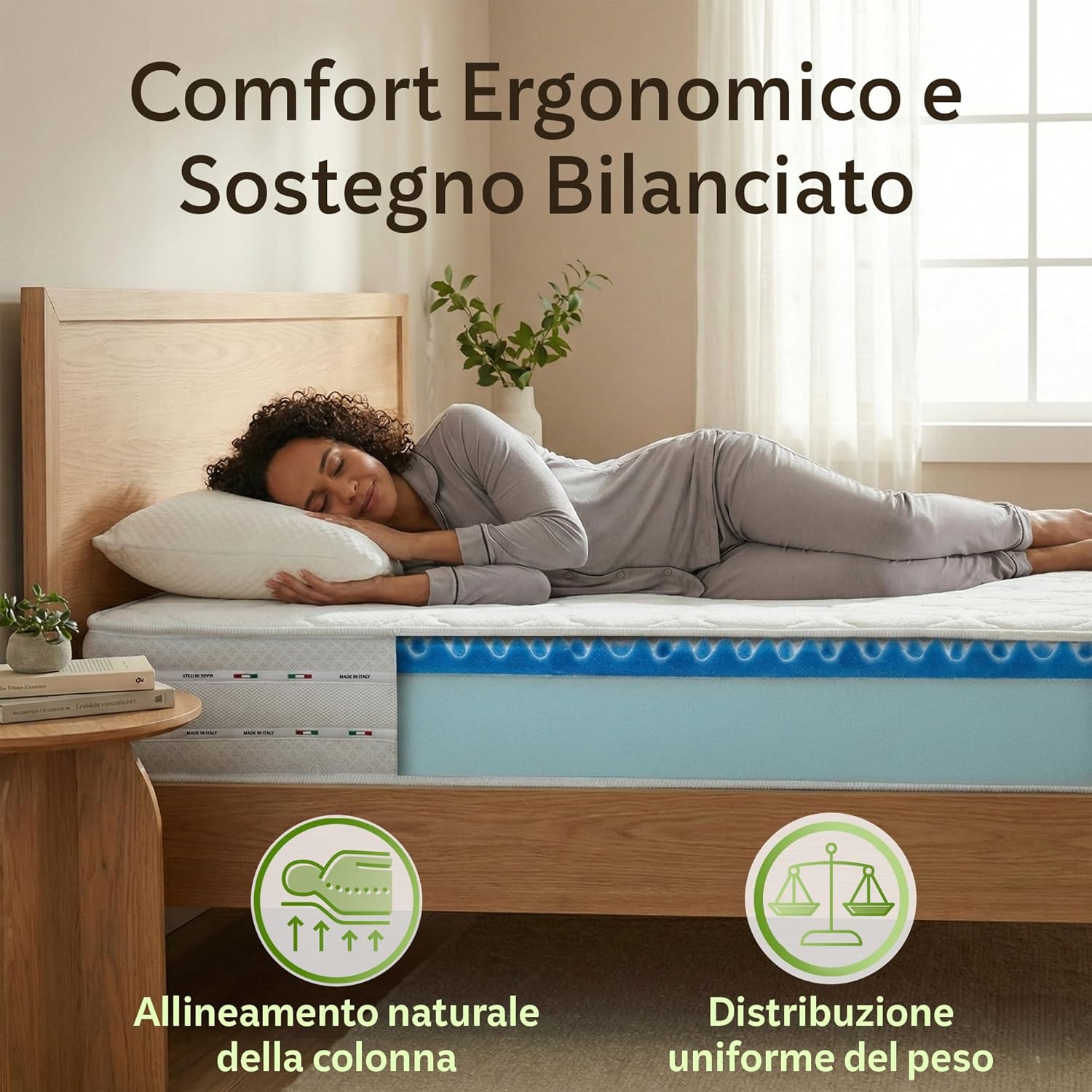 Thumbnail 1 de Materasso in Memory Foam 24 cm - 120x190 cm, Aloe Vera antibatterico, Made in Italy, arrotolato