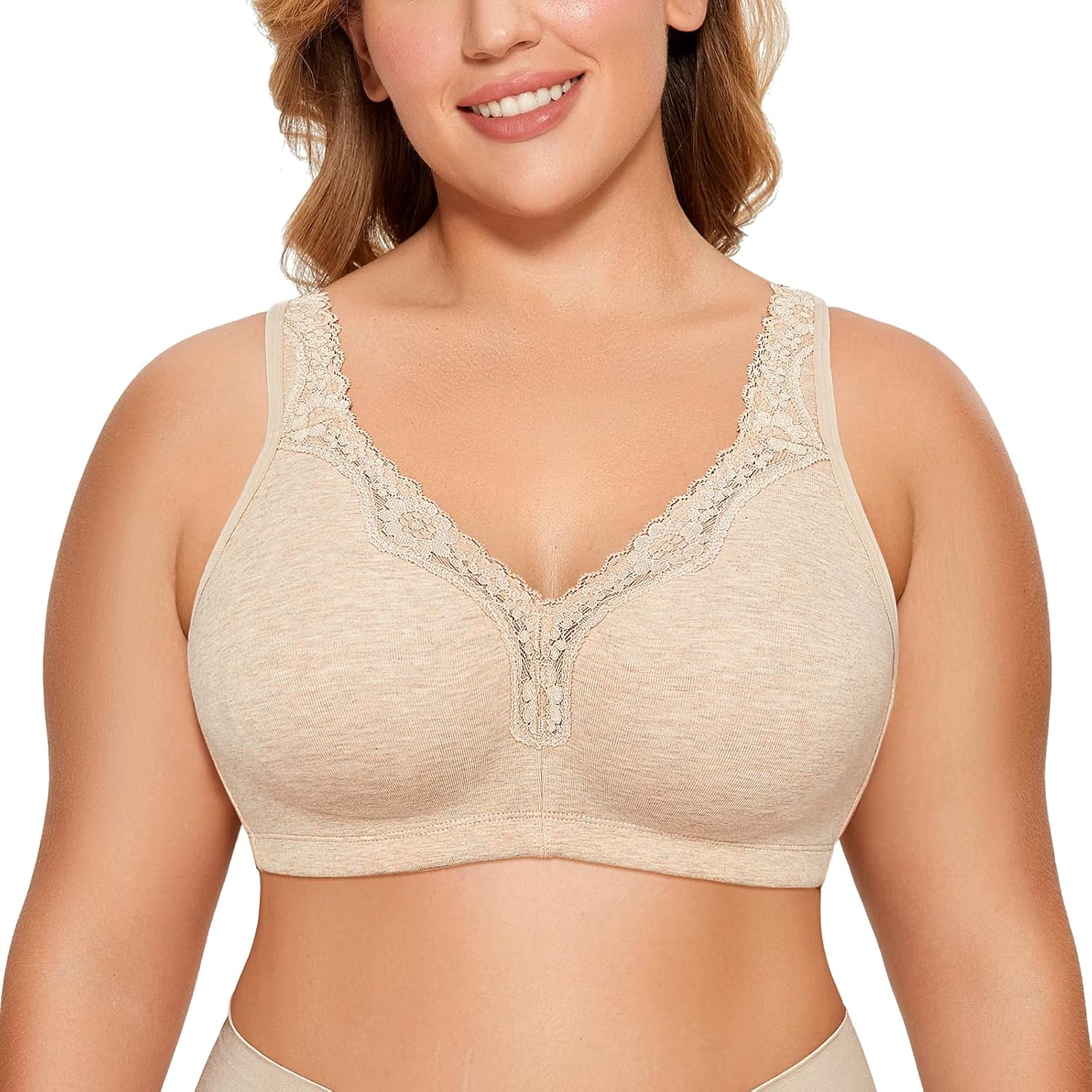 Thumbnail 3 de DELIMIRA Femme Soutien Gorge coton sans armature grande taille — Dentelle et confort naturel