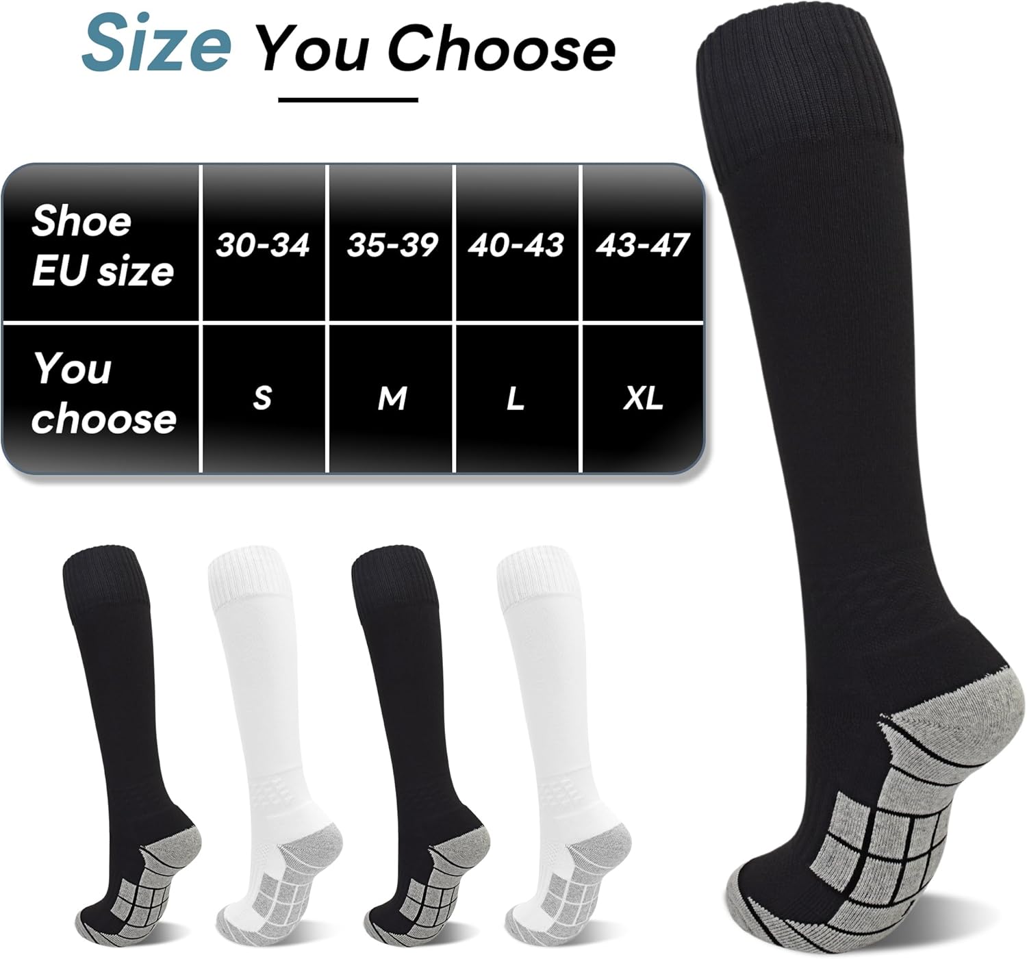 Thumbnail 2 de ARERWA Fußballsocken Kinder – Extra Lang, rutschfest und gepolstert für Outdoor-Sport