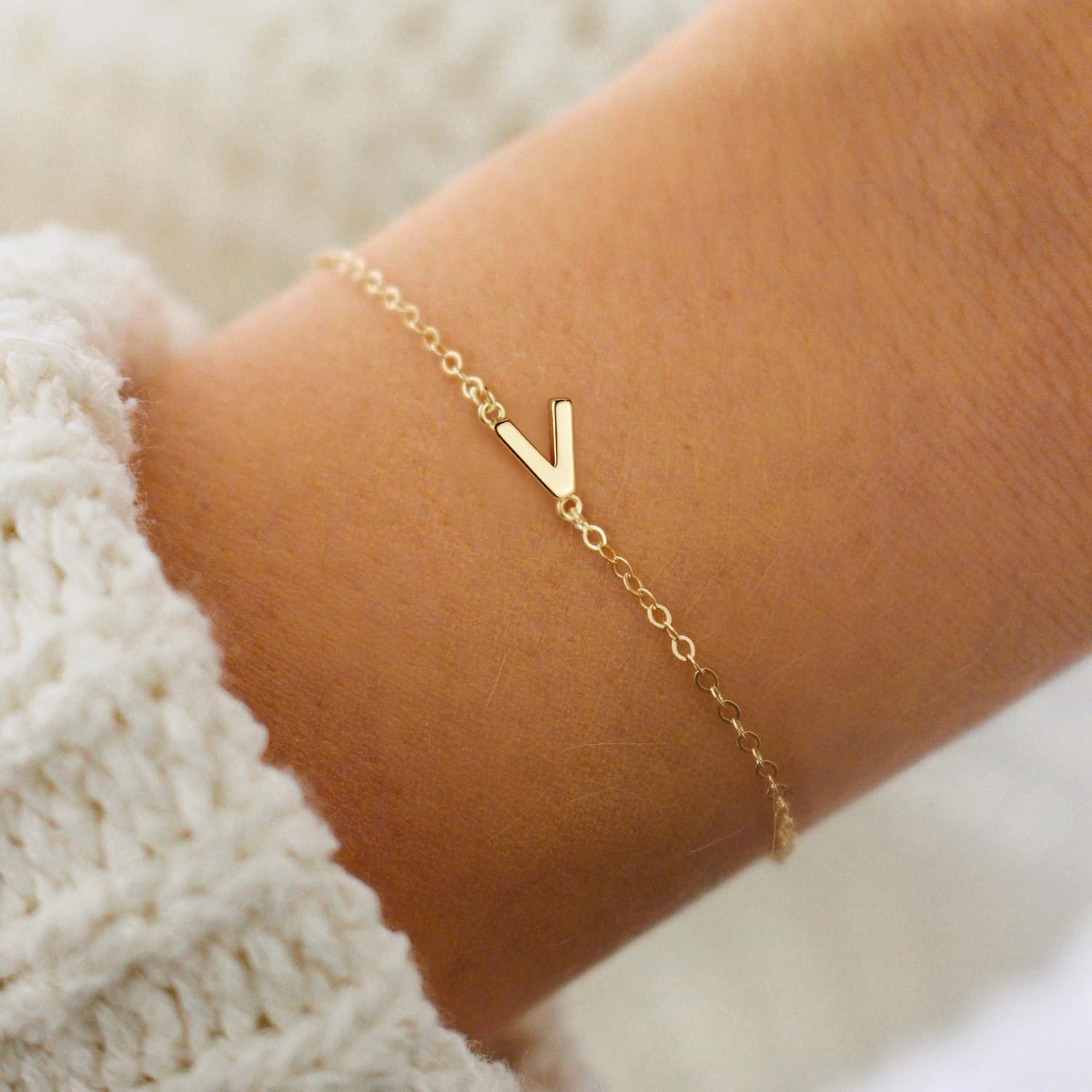 Thumbnail 1 de TINGN Gold/Silber Armband mit Buchstaben – 18K vergoldet, zierlich und mit Verlängerungskette (15 cm + 5 cm)