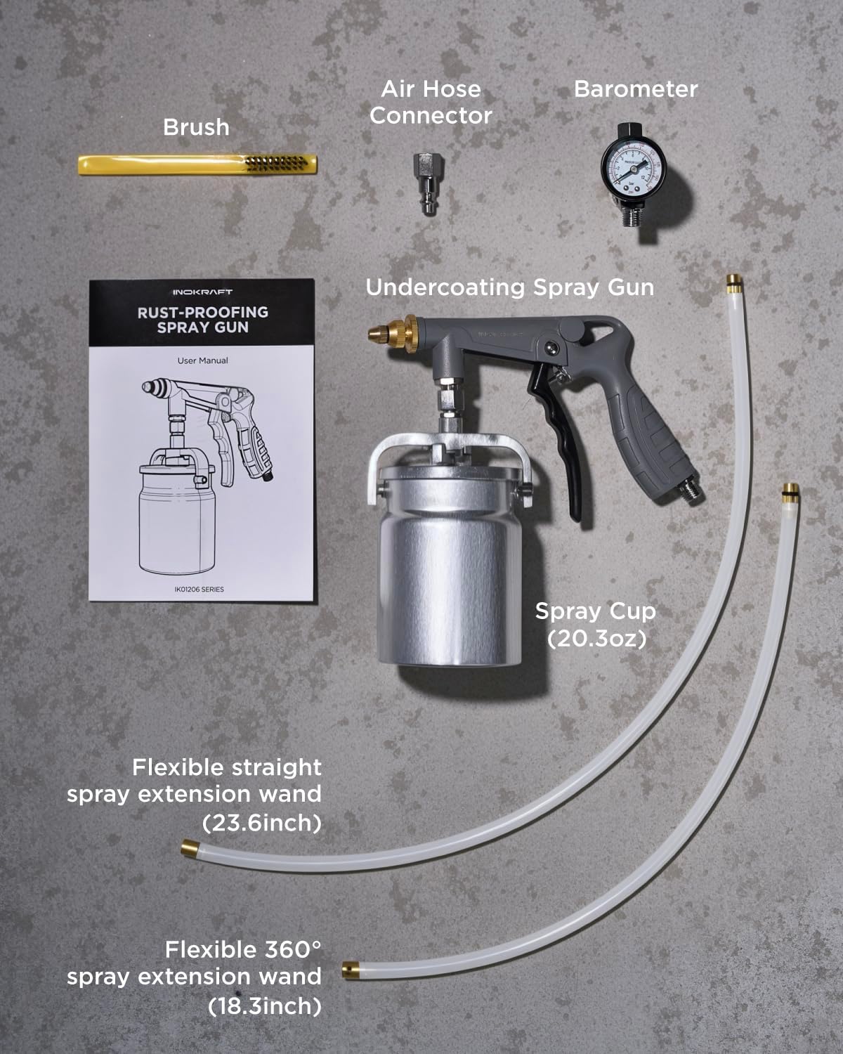 Thumbnail 5 de InoKraft Undercoating Spray Gun Kit with Suction Feed Cup, 360° & Straight Spray Hoses
