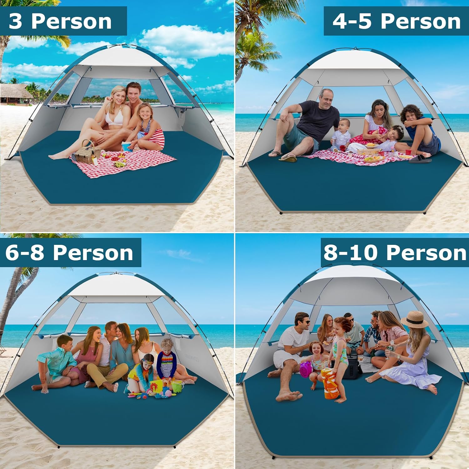 Thumbnail 6 de COMMOUDS Beach Tent Sun Shelter for 3/4/6/8 People