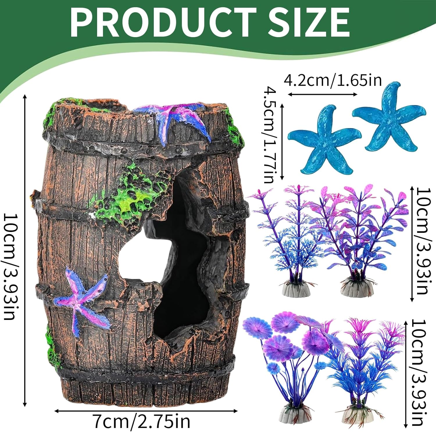 Thumbnail 1 de UOSIWYA 7-tlg. Aquarium Deko Höhle mit Moos-Simulation & Kunstharz-Versteck