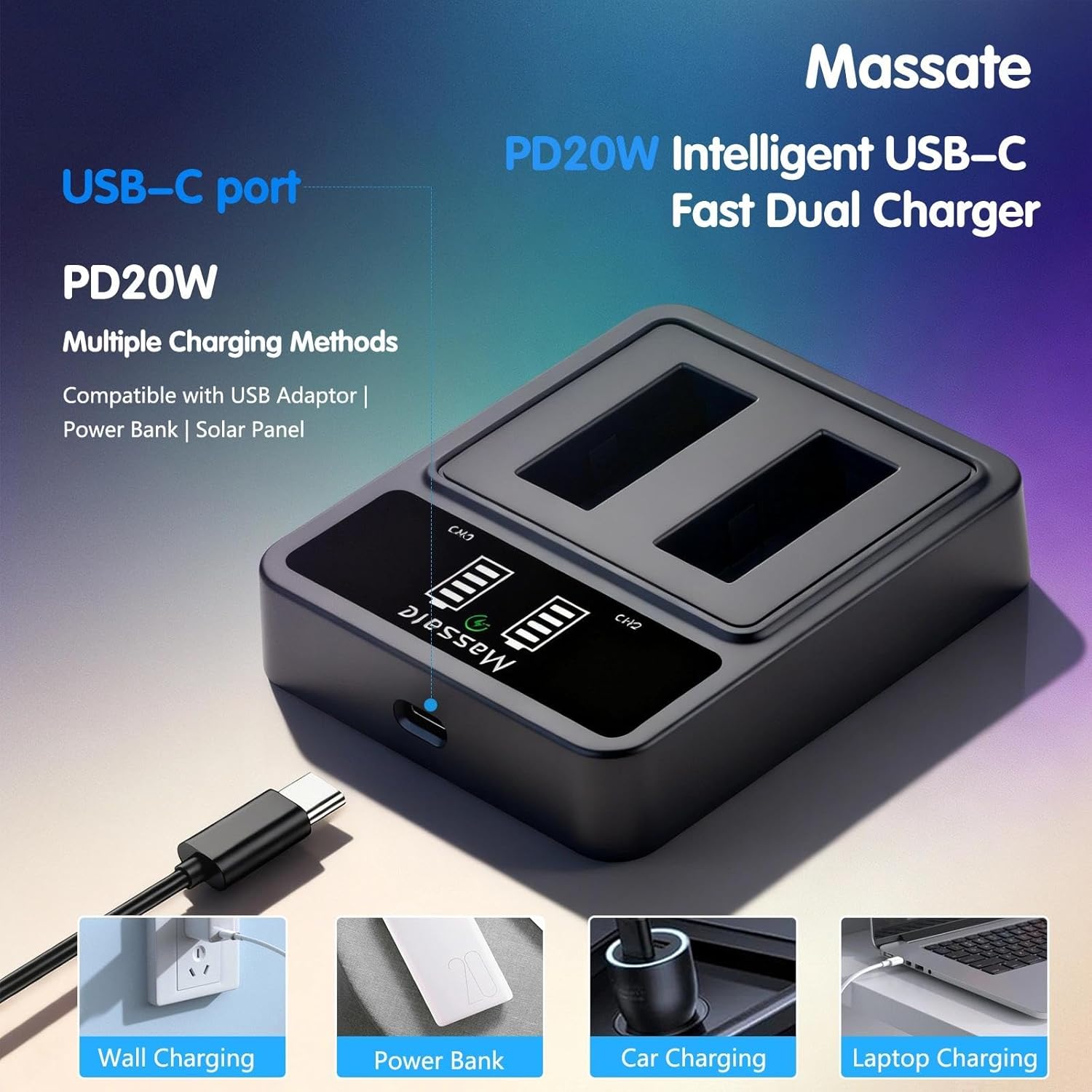 Thumbnail 6 de Massate 3-Pack LP-E17 Battery + LED PD20W Fast Charger for Canon: Full Power, Real-World Utility