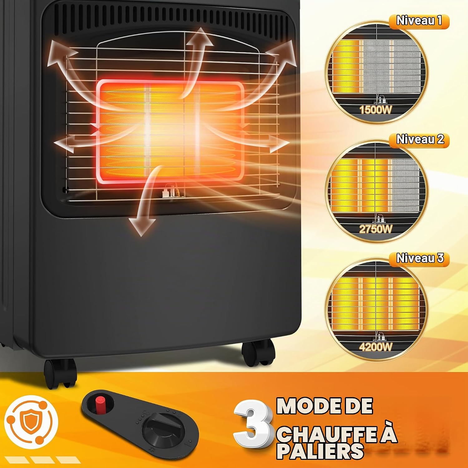 Thumbnail 3 de LZQ LQ-H002 keramische gaskachel, 4.200 W, 3 standen, piëzo en ODS