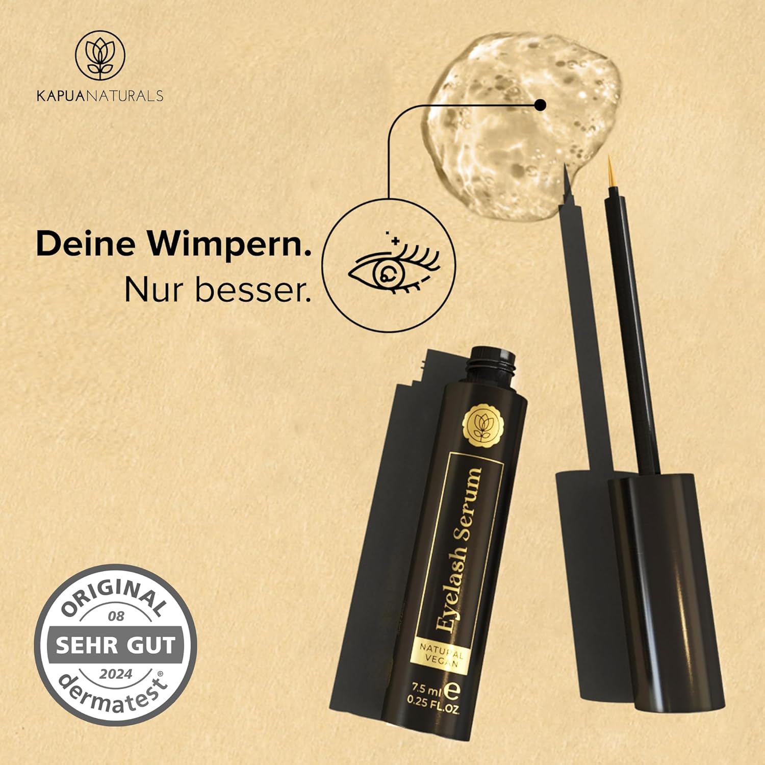 Thumbnail 1 de BIO Wimpernserum „Wimpernserum Wachstum“ – hormonfreier Multi-Peptid-Komplex mit Koffein & Hyaluronsäure (7,5 ml)