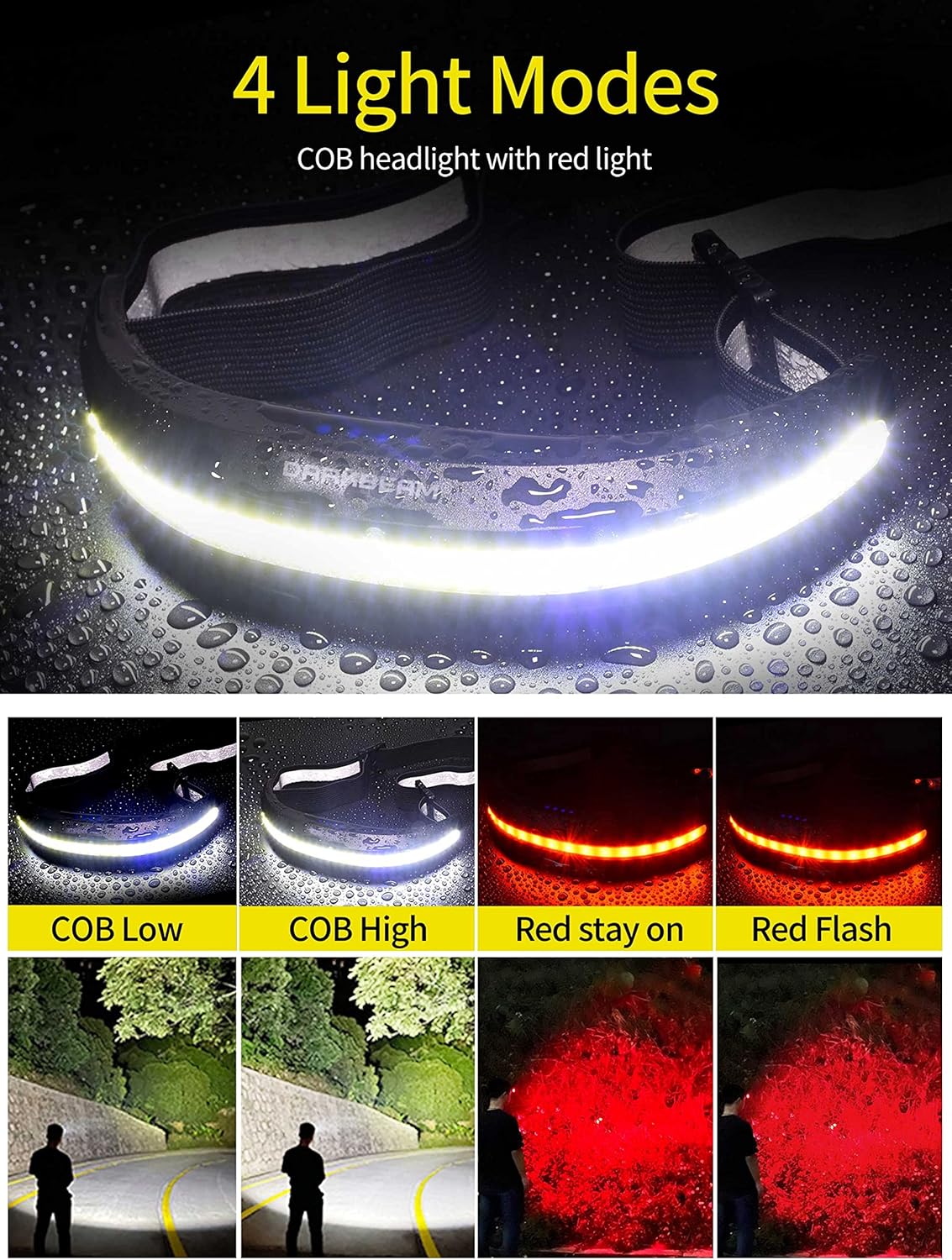 Thumbnail 2 de DARKBEAM Head Torch USB-C Rechargeable LED Headlamp with 230° COB Floodlight – 2-Pack