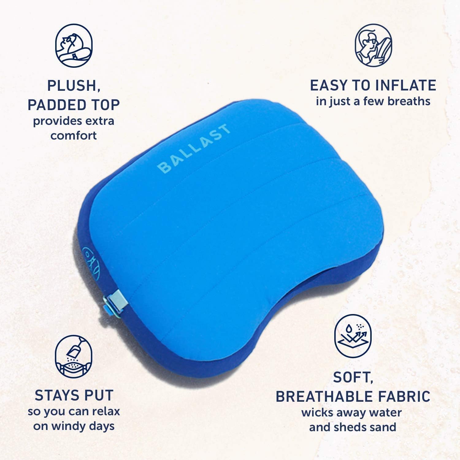 Detalle de Ballast Beach Pillow: Stays Put, Soft, and Compact for Any Beach Day