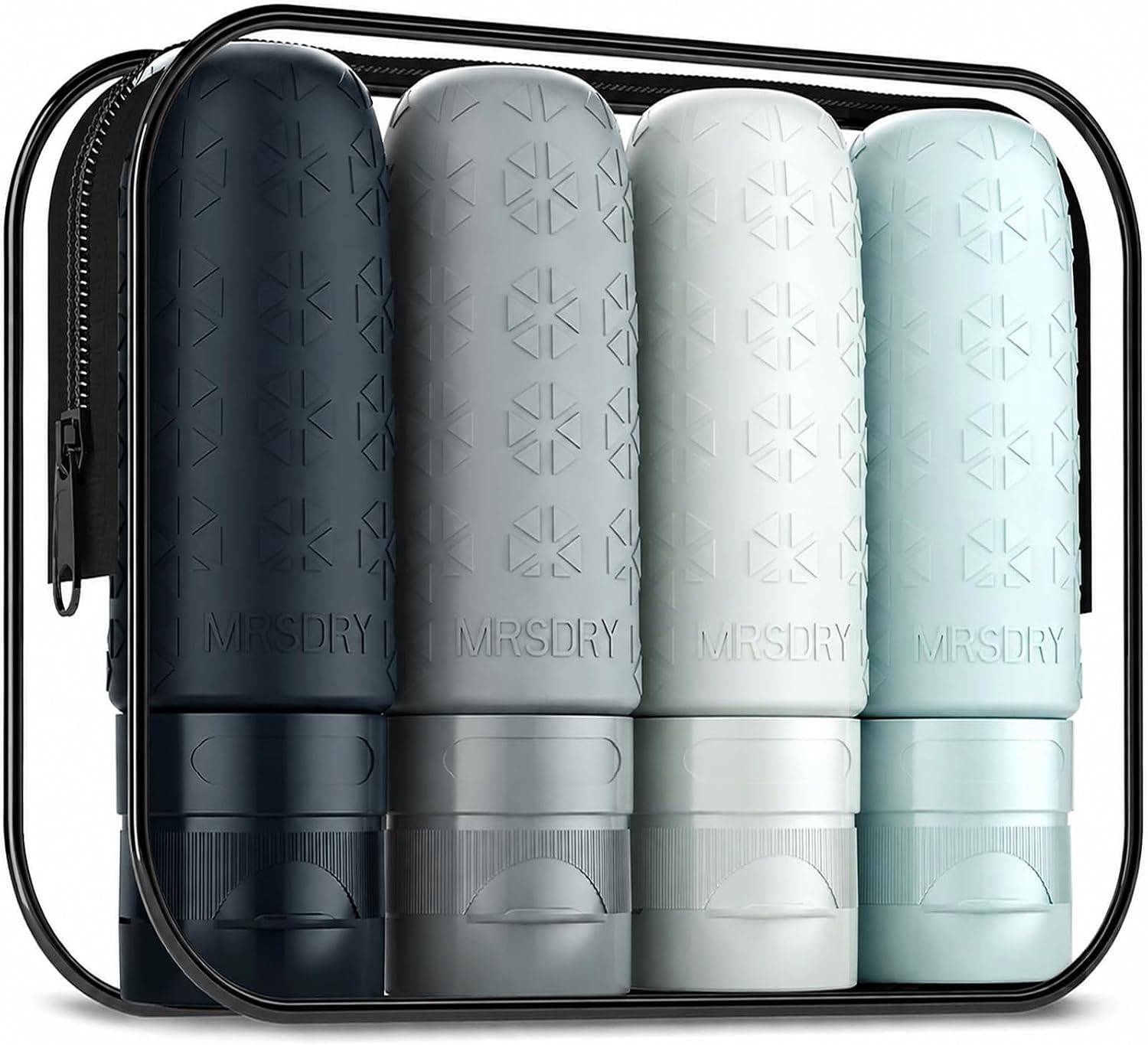Detalle de Mrsdry Travel Bottles, 3 oz Silicone Squeeze Bottles, TSA-Approved 4-Pack