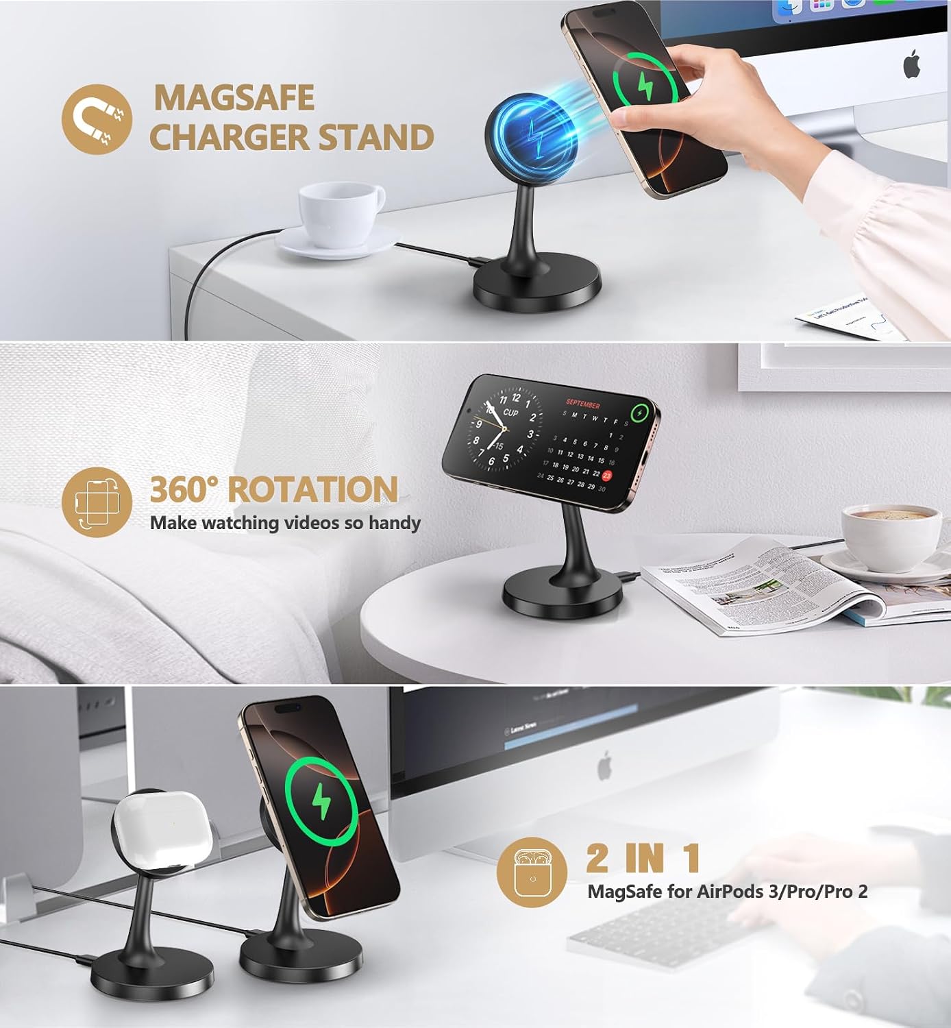 Detalle de Magnetic Wireless Charger 15W MagSafe Stand