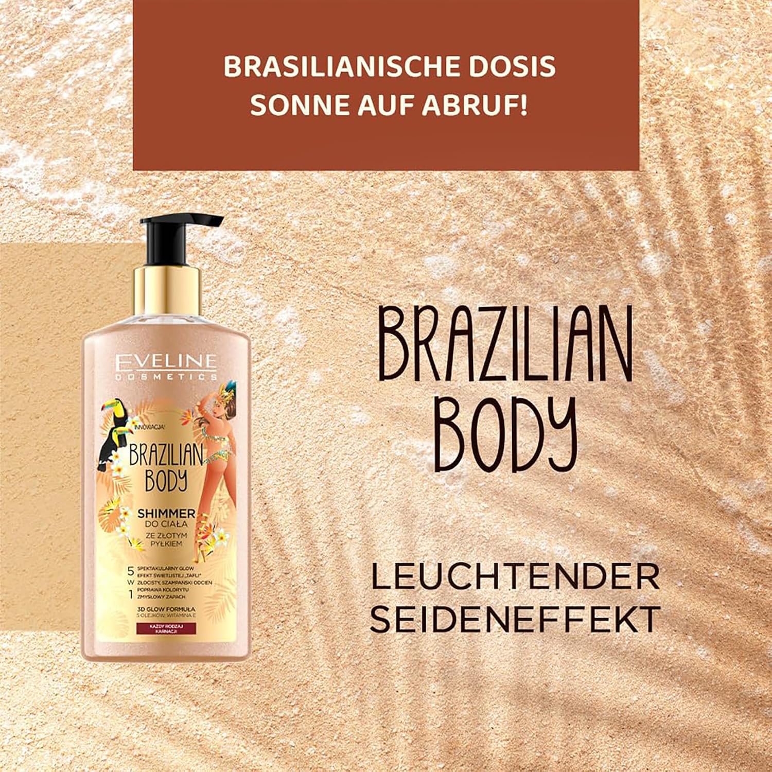 Detalle 2 de Eveline Brazilian Body Golden Shimmer Körperöl 150 ml