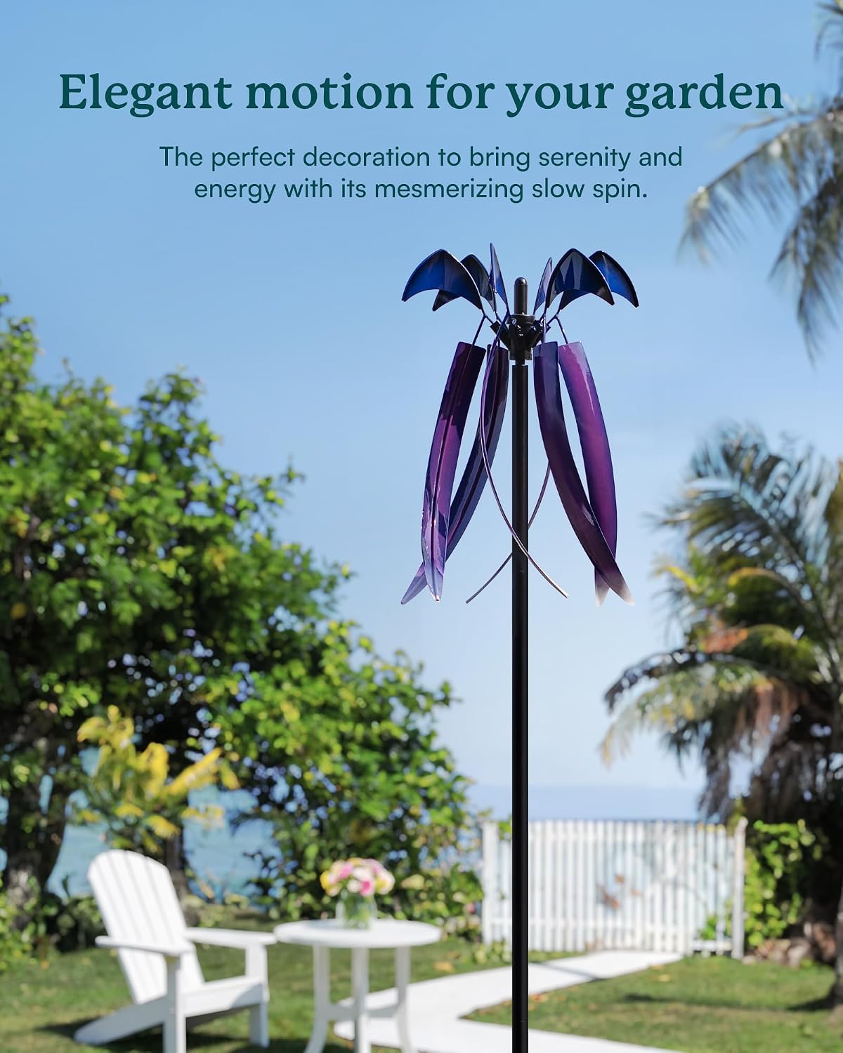 Thumbnail 2 de Cyan Oasis Cyan Oasis Wind Spinners for Yard Garden (15" W x 73" H) – Large Outdoor Metal Violet Flower Kinetic Spinner