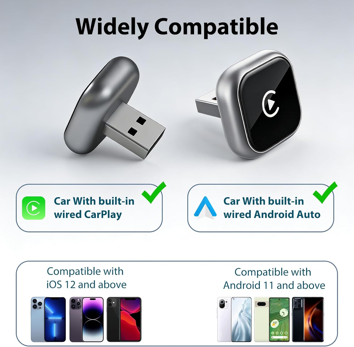 Thumbnail 1 de Sunweyer CarPlay wireless a forma di T: adattatore cablato-to-wireless plug & play per auto con cablaggio di fabbrica