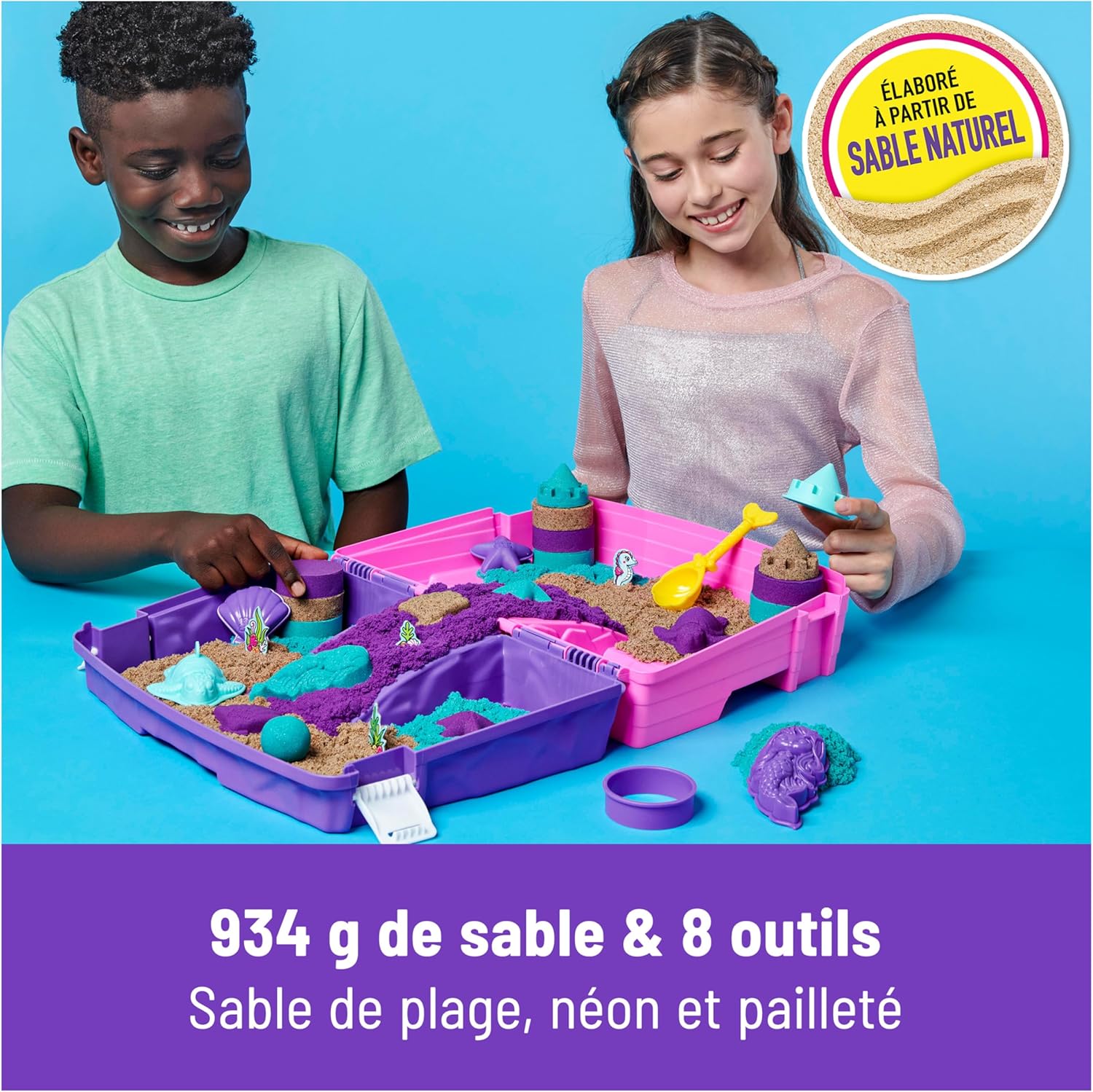 Detalle de Kinetic Sand Sable Magique – Mallette Palais de Sirène 934 g + 8 accessoires (dès 3 ans)