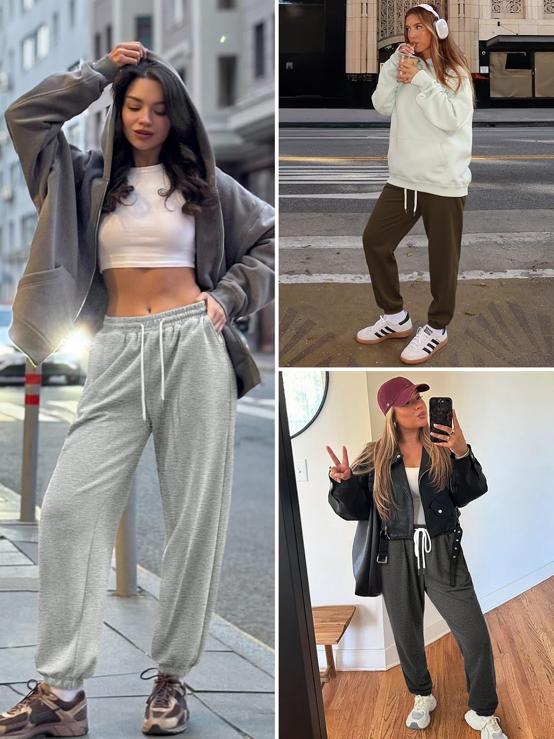 Detalle de ATHMILE Women’s Sweatpants Baggy Joggers (High-Waisted, Lightweight) for Workout & Lounge
