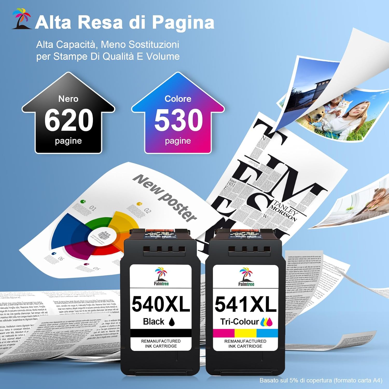 Thumbnail 3 de Palmtree 540XL 541XL Multipack per Canon PIXMA MG/TS/MX: alta resa, compatibilità affidabile