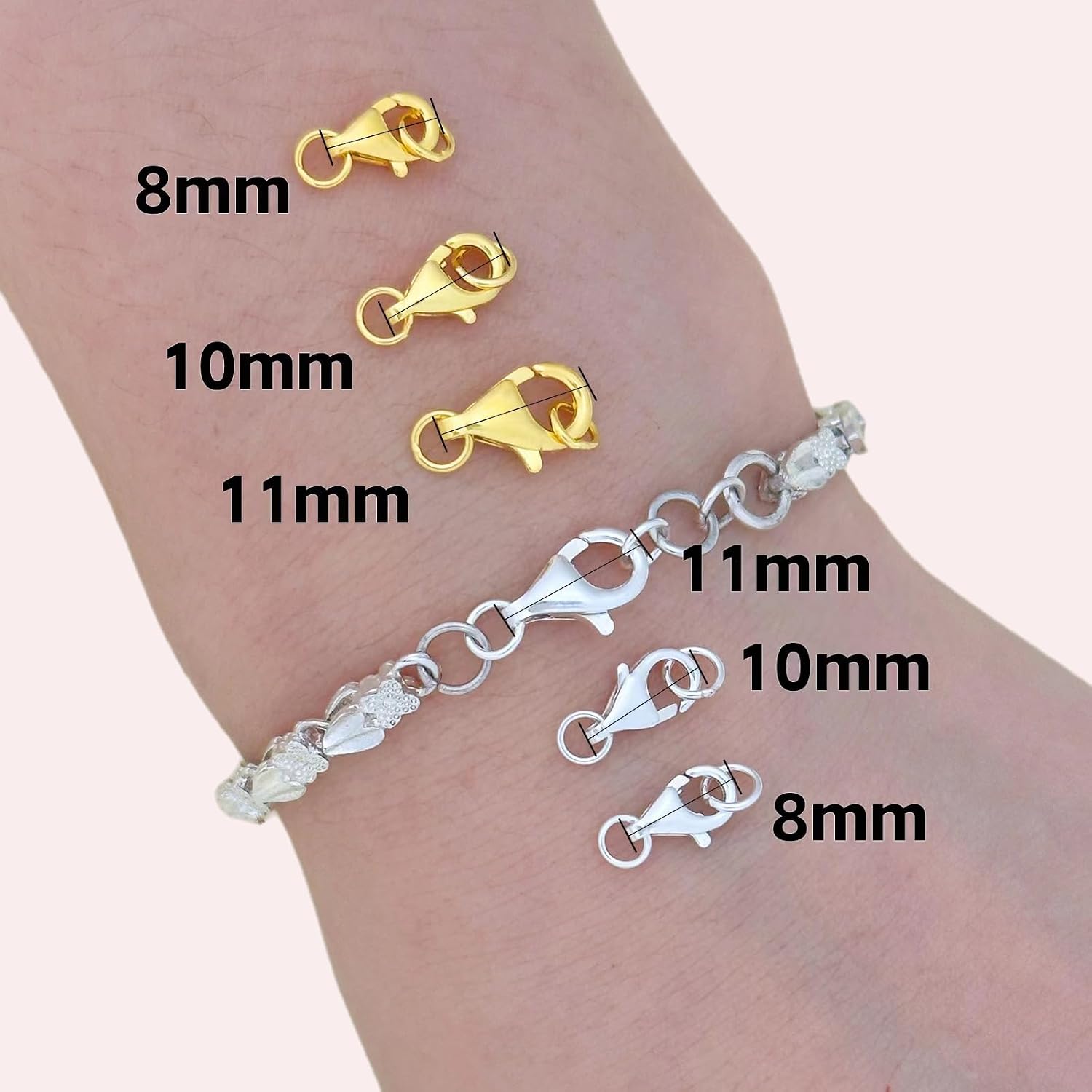 Detalle 1 de OHINGLT A Lobster Clasps for Jewelry Making, Brass, Silver Color, 12 Sets