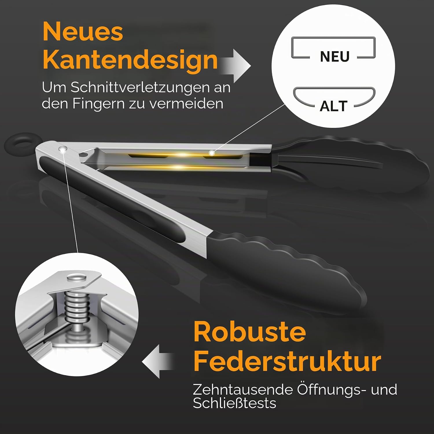 Thumbnail 3 de Hotec Premium-Küchenzange aus Edelstahl mit Verriegelung, Silikonspitze – 2er-Set (22,9 cm & 30,5 cm)