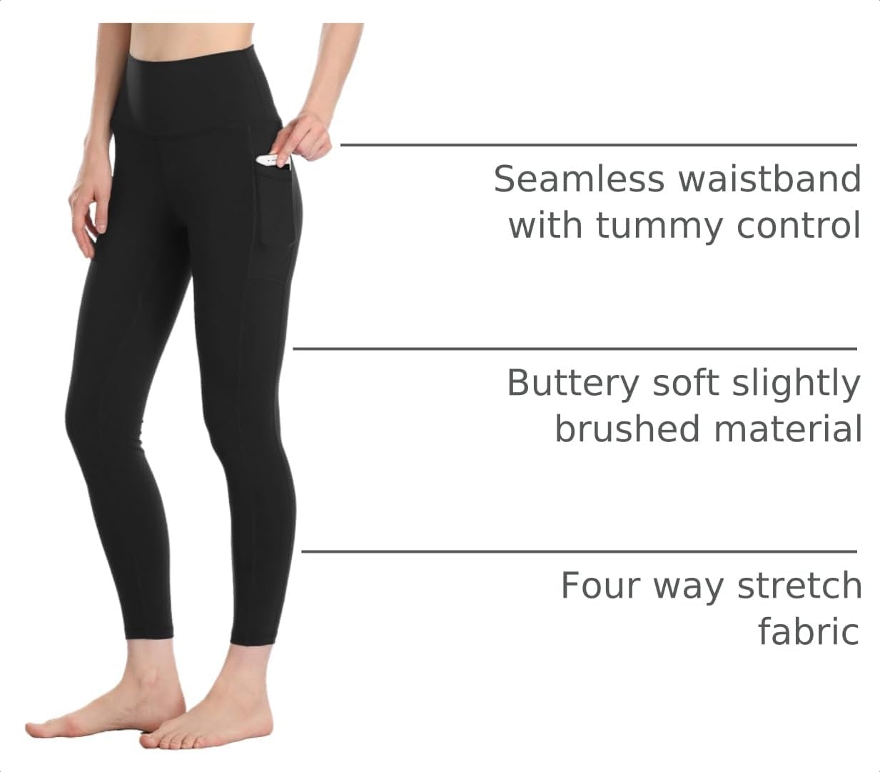 Detalle de Colorfulkoala Women’s High Waisted Yoga Pants 7/8 Leggings with Pockets