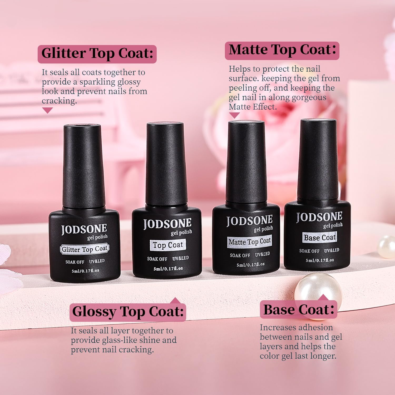 Thumbnail 6 de JODSONE 30 Farben Gel-Nagellack-Set mit 6 Funktionsgelen (Base, Top, Matt) – für ein einheitliches Farbergebnis