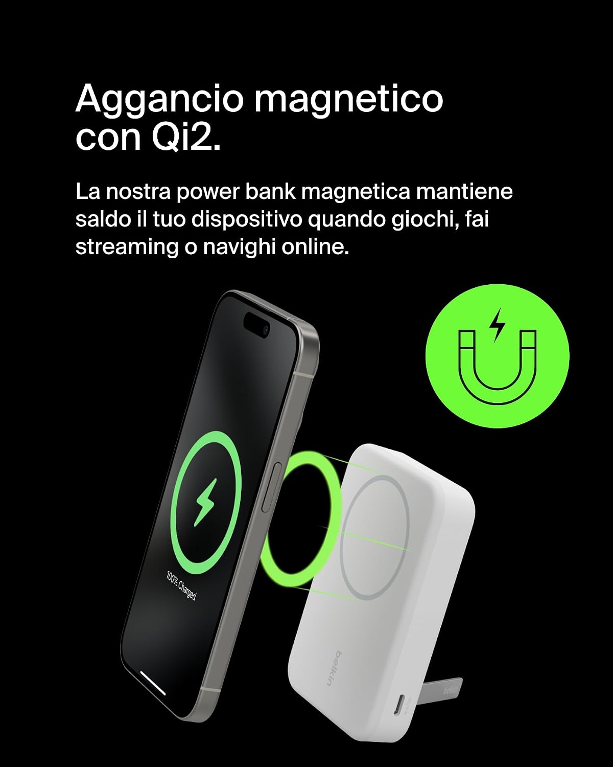 Thumbnail 4 de Belkin BoostCharge Pro Power bank wireless 10.000 mAh con Qi2 y supporto integrato per iPhone